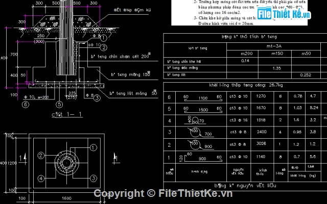 móng cột điện,móng cột trạm biến áp,bản vẽ móng cột điện